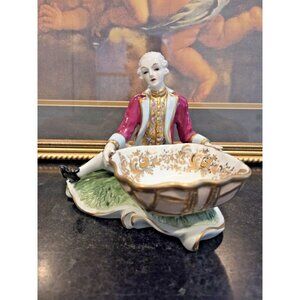 Hand-Painted Porcelain Rococo Figurine FX Collection Gold Trim Vintage 5.5"